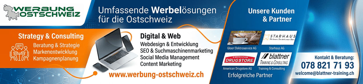 WERBUNG-OSTSCHWEIZ bringt Ihre Firma in den Fokus - Regional. Digital. Unkompliziert.