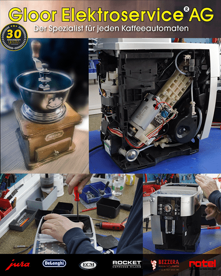 Ob Mahlwerk, Brüheinheit oder Elektronik: Die Gloor Elektroservice AG repariert Kaffeemaschinen fachgerecht, nachhaltig und markenunabhängig – schnell, unkompliziert und schweizweit.